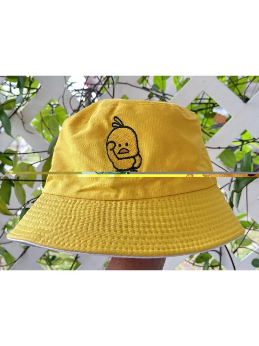 Reversible Yellow White Kawaii Chick Bucket Hat Cute Cotton One Size Unisex